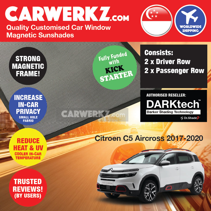 DARKtech Citroen C5 Aircross 2017-Current 1st Generation France SUV Customised Magnetic Sunshades - carwerkz singapore