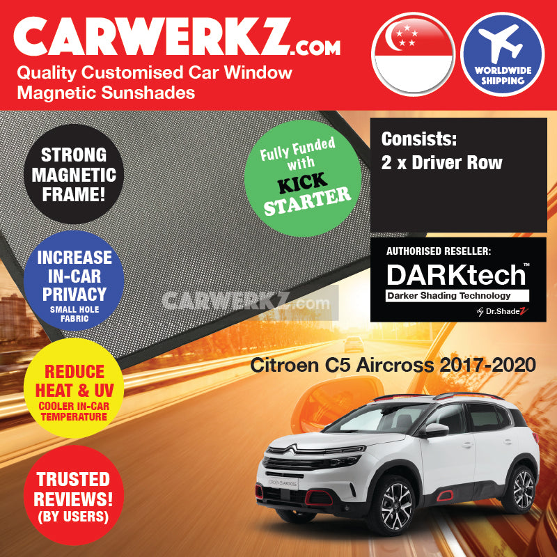 DARKtech Citroen C5 Aircross 2017-Current 1st Generation France SUV Customised Magnetic Sunshades - carwerkz singapore