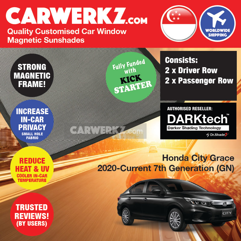 DARKtech Honda City 2019-Current 7th Generation (GN) Japan Sedan Customised Car Window Magnetic Sunshades - carwerkz singapore
