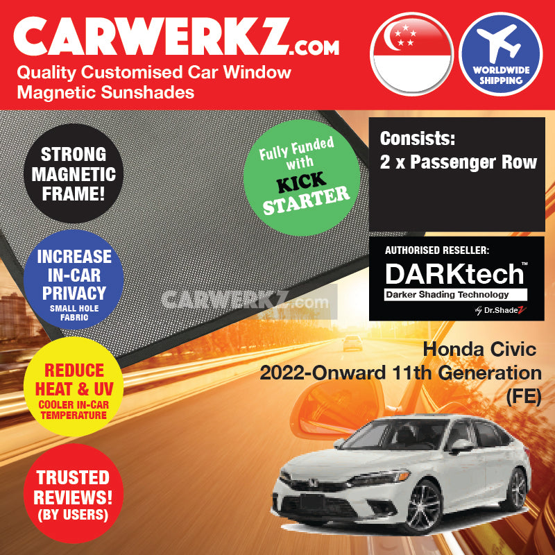 DARKtech Honda Civic 2021-Current 11th Generation (FE) Japan Sedan Customised Car Window Magnetic Sunshades - carwerkz sg