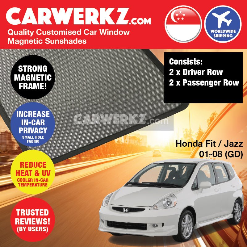 Honda Fit Jazz 2001-2008 1st Generation (GD) Japan Hatchback Customised Car Window Magnetic Sunshades - CarWerkz