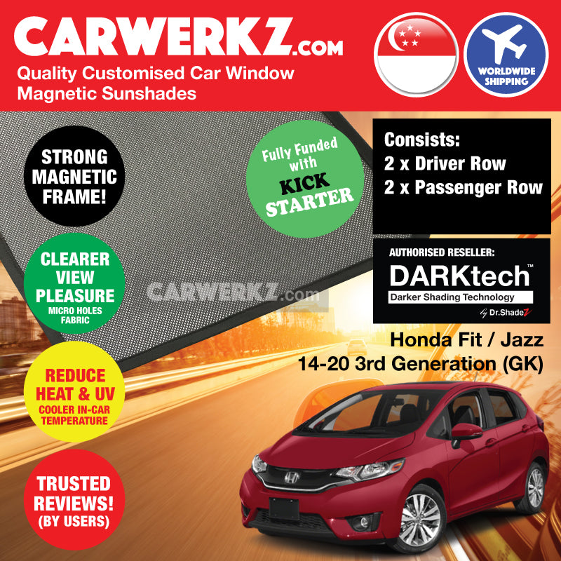 DARKtech Honda Fit Jazz 2013-2020 3rd Generation (GK) Japan Hatchback Customised Car Window Magnetic Sunshades - CarWerkz
