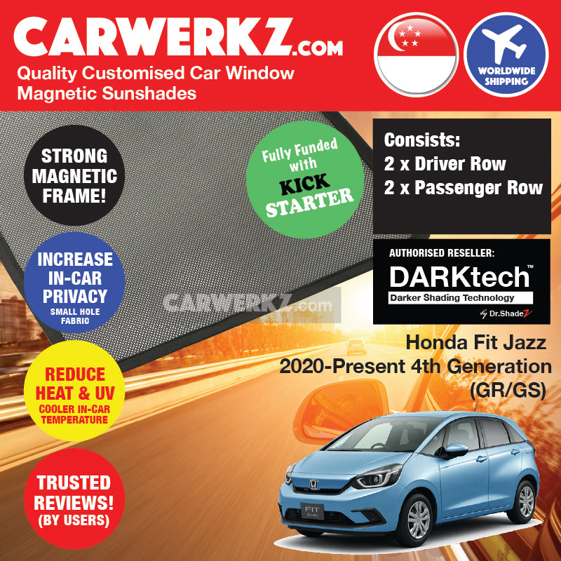 DARKtech Honda Fit Jazz 2020-Current 4th Generation (GR) Japan Hatchback Customised Car Window Magnetic Sunshades - carwerkz singapore