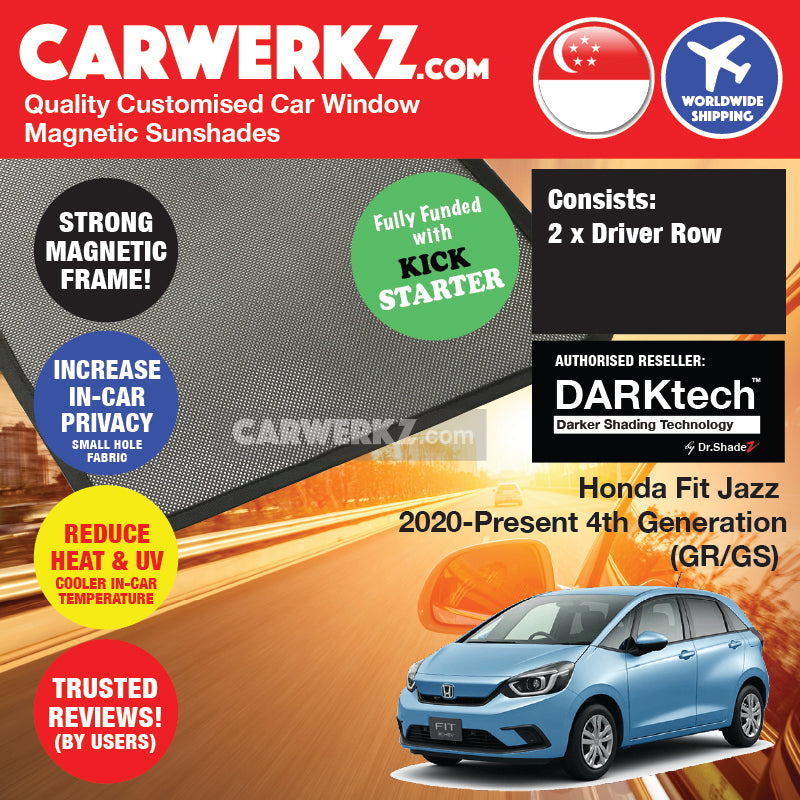DARKtech Honda Fit Jazz 2020-Current 4th Generation (GR) Japan Hatchback Customised Car Window Magnetic Sunshades - carwerkz singapore