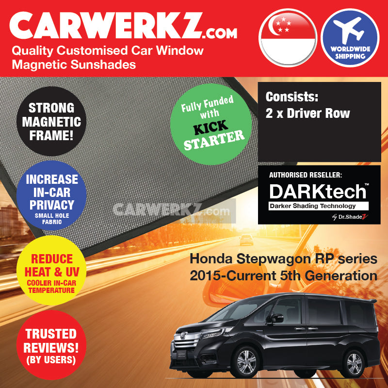 DARKtech Honda Stepwagon Spada 2015-2022 5th Generation (RP1-5) Customised MPV Car Window Magnetic Sunshades - carwerkz singapore