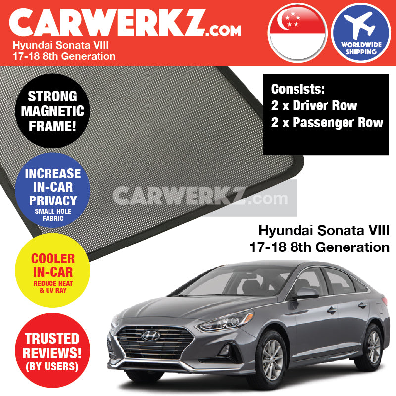 Hyundai Sonata VII 2014-2020 7th Generation (LF) Korea Executive Sedan Customised Car Window Magnetic Sunshades - CarWerkz