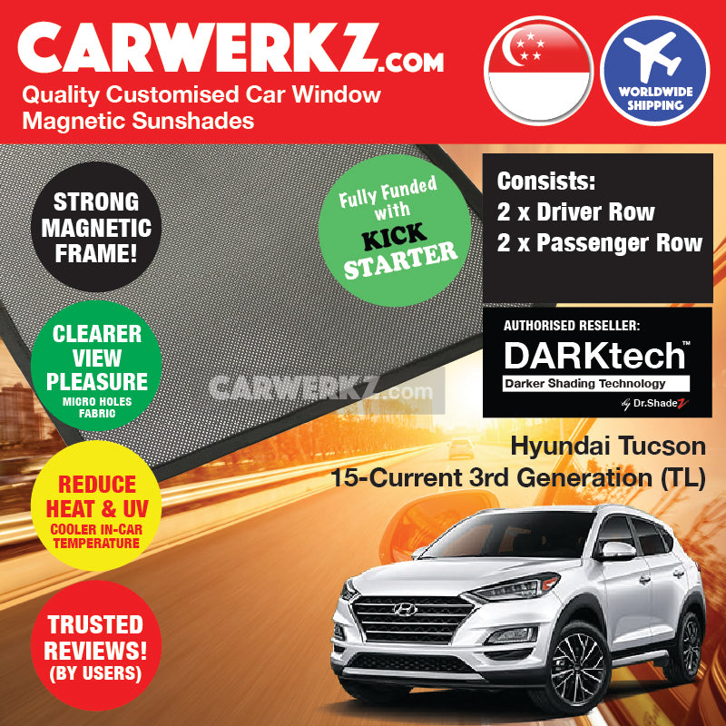 DARKtech Hyundai Tucson 2015-2020 3rd Generation (TL) South Korea SUV Customised Magnetic Sunshades - carwerkz singapore