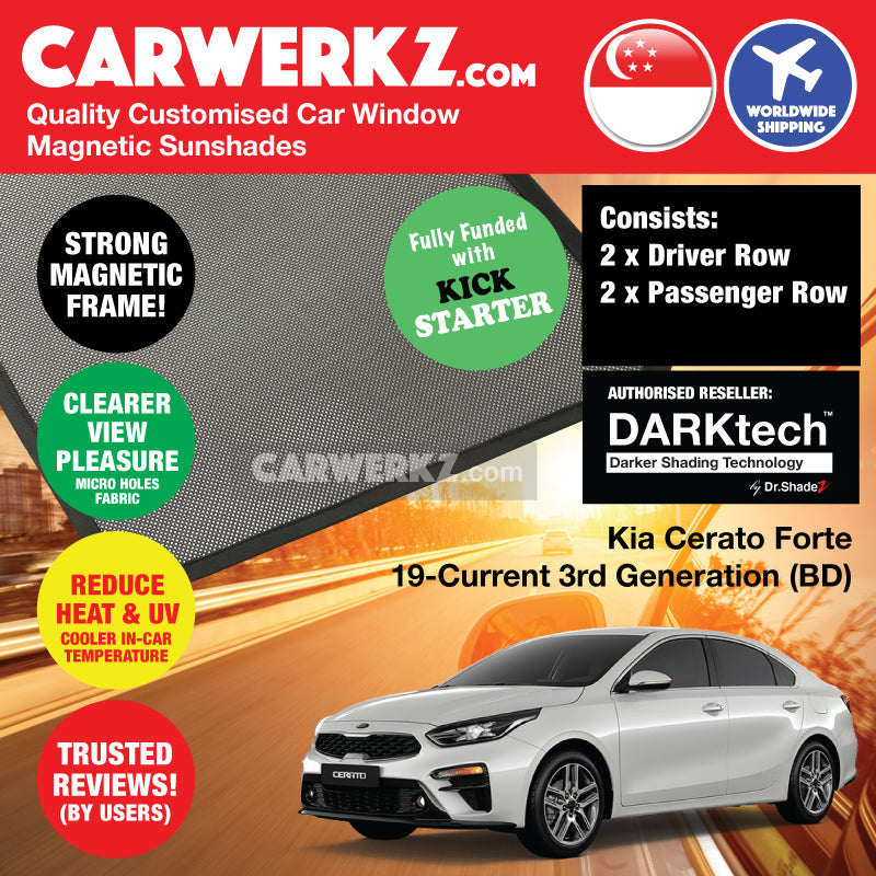 DARKtech Kia Cerato Forte 2019-Current 3rd Generation (BD) Korea Sedan Customised Car Window Magnetic Sunshades - carwerkz korea singapore australia