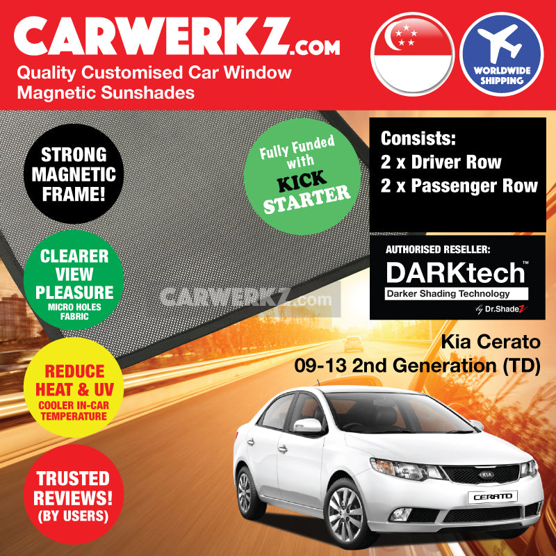 DARKtech Kia Cerato Forte 2009-2013 2nd Generation (TD) Korea Sedan Customised Car Window Magnetic Sunshades - CarWerkz