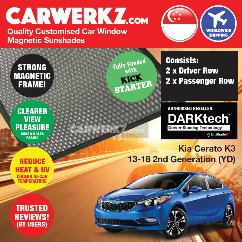 DARKtech Kia Cerato K3 Sedan 2013-2018 2nd Generation (YD) Customised Korean Car Window Magnetic Sunshades - carwerkz sg
