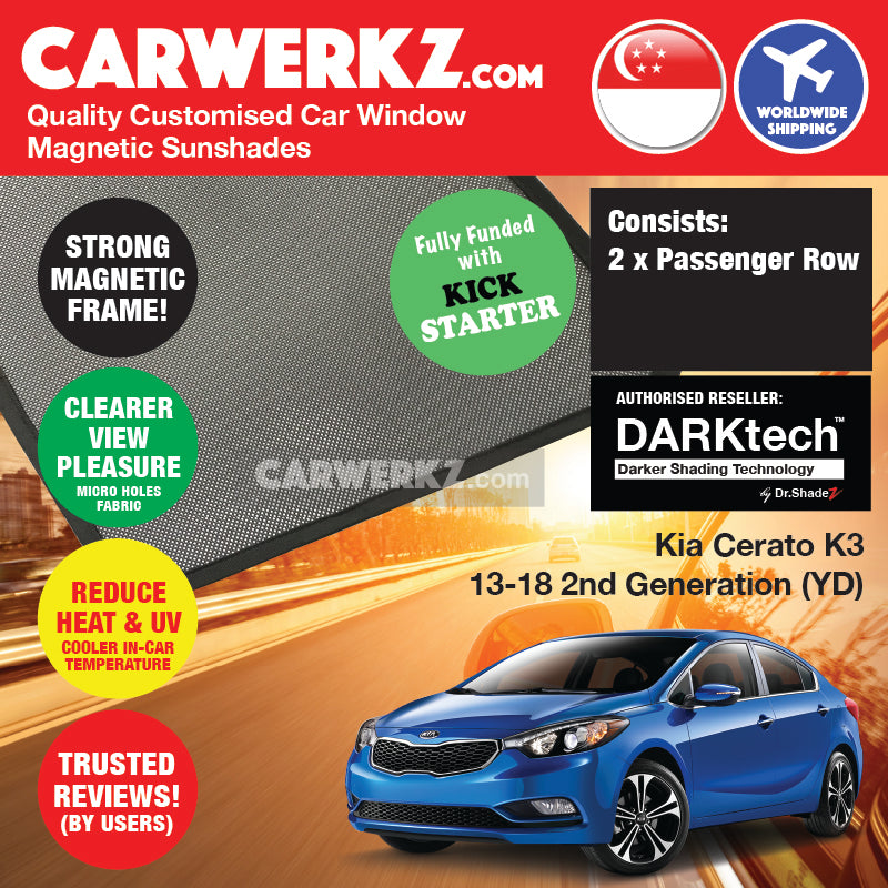 DARKtech Kia Cerato K3 Sedan 2013-2018 2nd Generation (YD) Customised Korean Car Window Magnetic Sunshades - carwerkz sg
