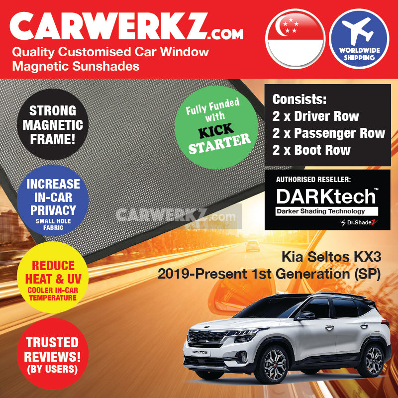 DARKtech Kia Seltos KX-3 2019-Current 1st Generation (SP) South Korea SUV Customised Magnetic Sunshades - carwerkz singapore