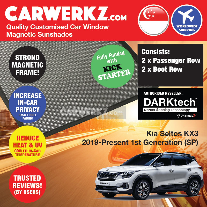DARKtech Kia Seltos KX-3 2019-Current 1st Generation (SP) South Korea SUV Customised Magnetic Sunshades - carwerkz singapore