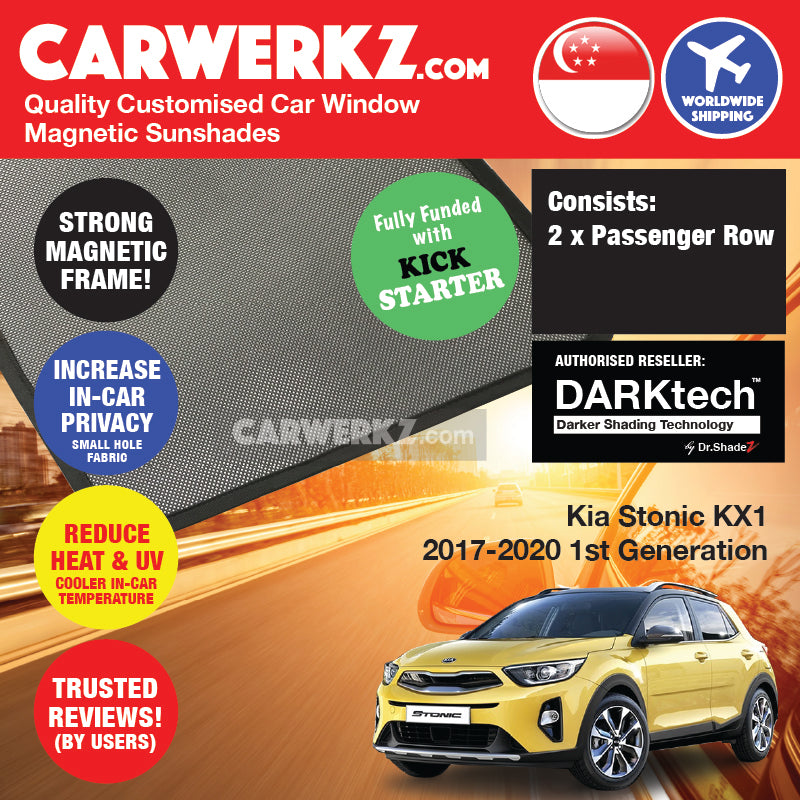 DARKtech Kia Stonic KX1 2017-Current 1st Generation (YB CUV) Customised South Korea Crossover SUV Window Magnetic Sunshades - carwerkz sg