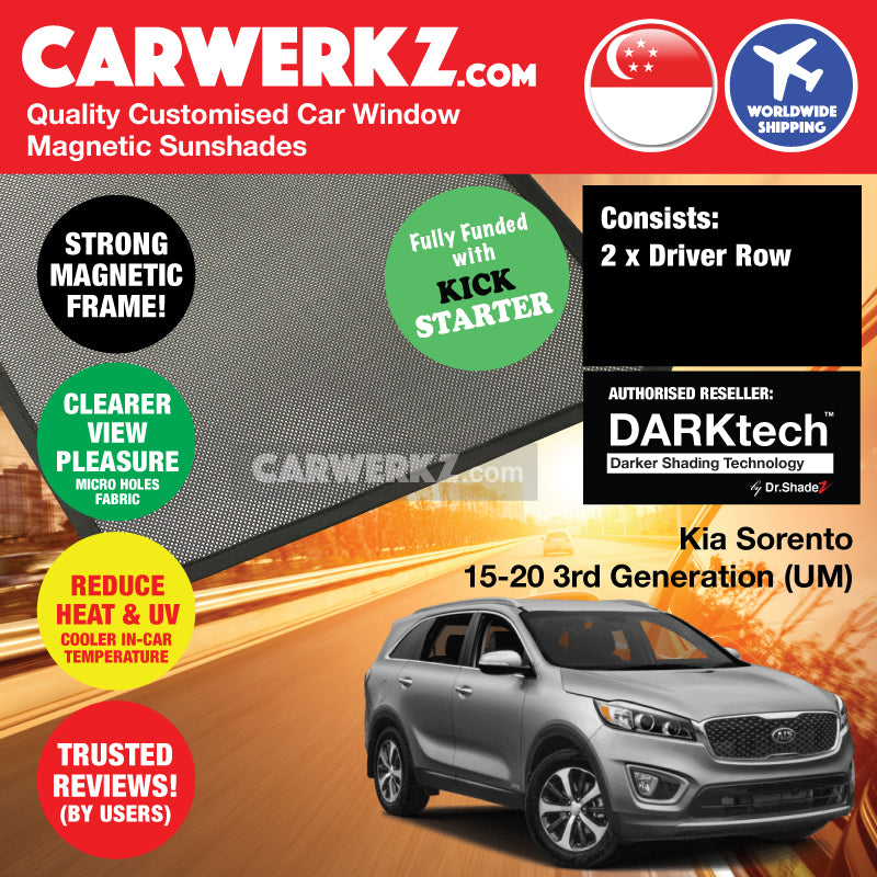 DARKtech Kia Sorento 2015-2020 3rd Generation (UM) Korea Mid Size Crossover SUV Customised Car Window Magnetic Sunshades - CarWerkz