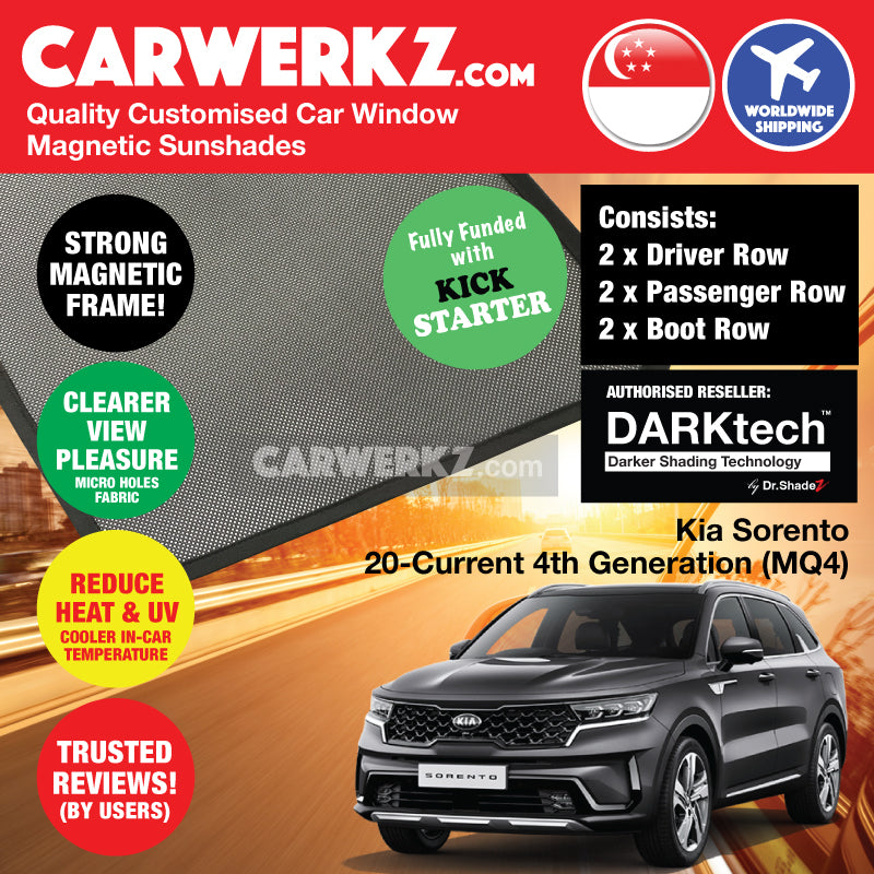 DARKtech Kia Sorento 2020-Current 4th Generation (MQ4) Customised South Korea SUV Window Magnetic Sunshades - carwerkz sg singapore