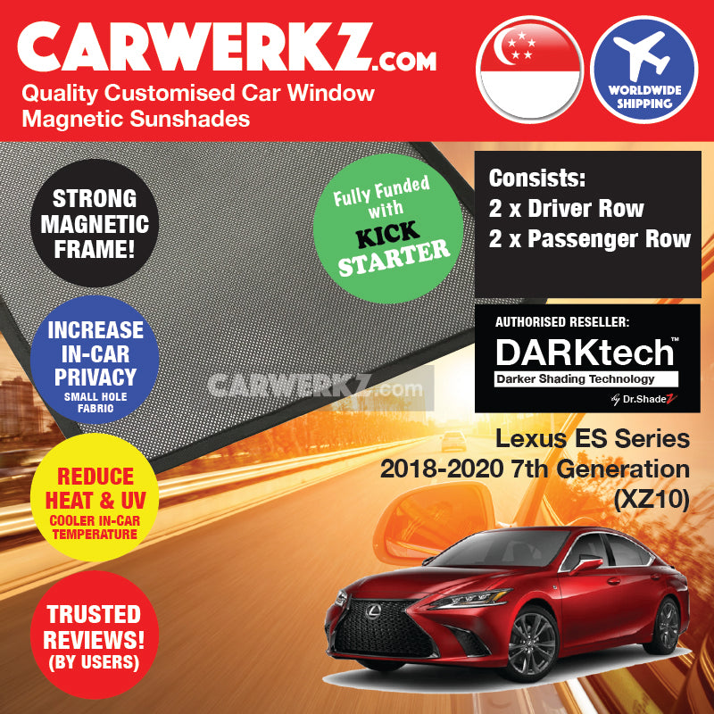 DARKtech Lexus ES Series 2018-Current 7th Generation (XZ10) Customised Japan Luxury Sedan Window Magnetic Sunshades - carwerkz singapore