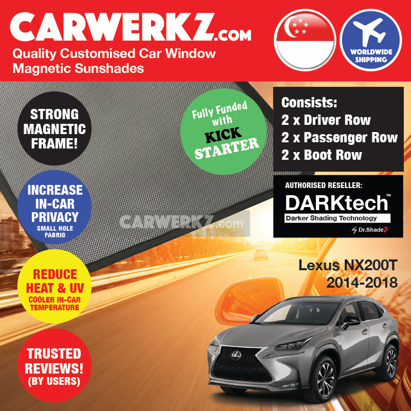 DARKtech Lexus NX Series 2014-2021 1st Generation (AZ10) Japan Luxury SUV Customised Magnetic Sunshades - carwerkz singapore