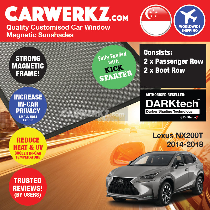 DARKtech Lexus NX Series 2014-2021 1st Generation (AZ10) Japan Luxury SUV Customised Magnetic Sunshades - carwerkz singapore