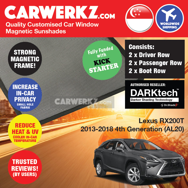 DARKtech Lexus RX Series 2015-2022 4th Generation (AL20) Japan Luxury SUV Customised Magnetic Sunshades - carwerkz singapore