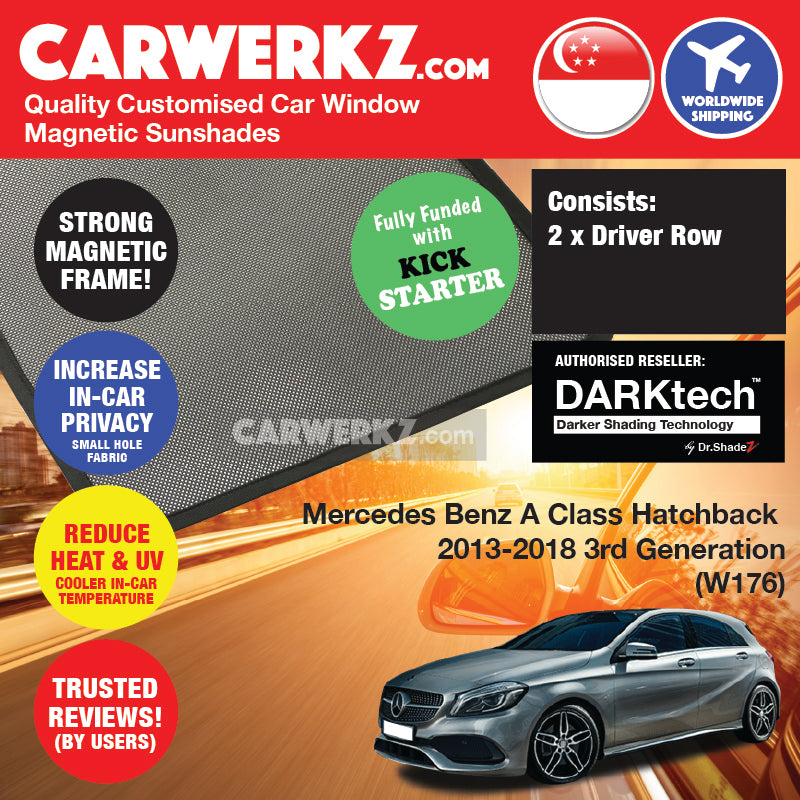DARKtech Mercedes Benz A Class Hatchback 2013-2018 3rd Generation (W176) Germany Hatchback Customised Car Window Magnetic Sunshades  - carwerkz sg