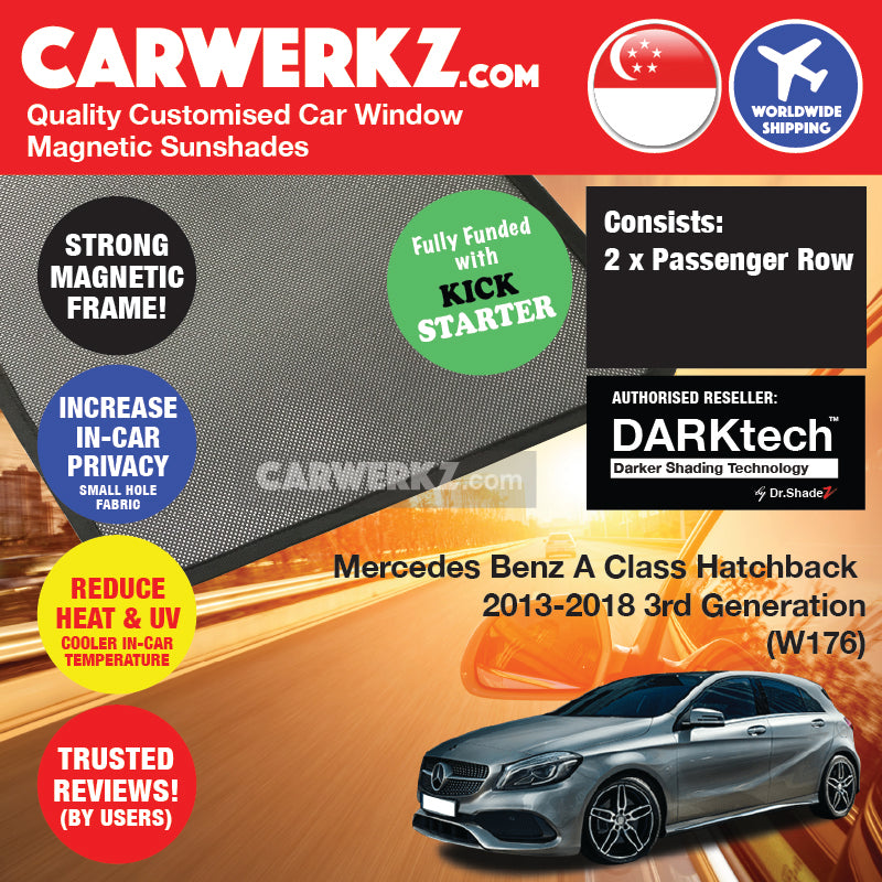 DARKtech Mercedes Benz A Class Hatchback 2013-2018 3rd Generation (W176) Germany Hatchback Customised Car Window Magnetic Sunshades  - carwerkz sg