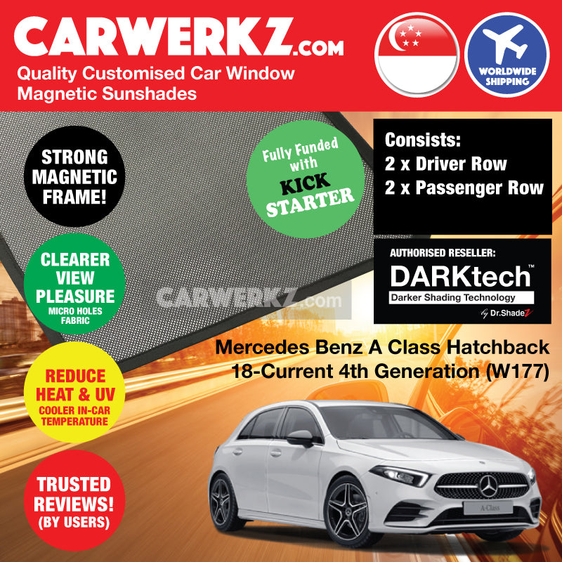 DARKtech Mercedes Benz A Class Hatchback 2018-Current 4th Generation (W177) Germany Hatchback Customised Car Window Magnetic Sunshades - carwerkz australia singapore germany