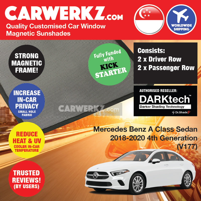 DARKtech Mercedes Benz A Class Sedan 2018-Current 4th Generation (V177) Germany Sedan Customised Car Window Magnetic Sunshades - carwerkz sg