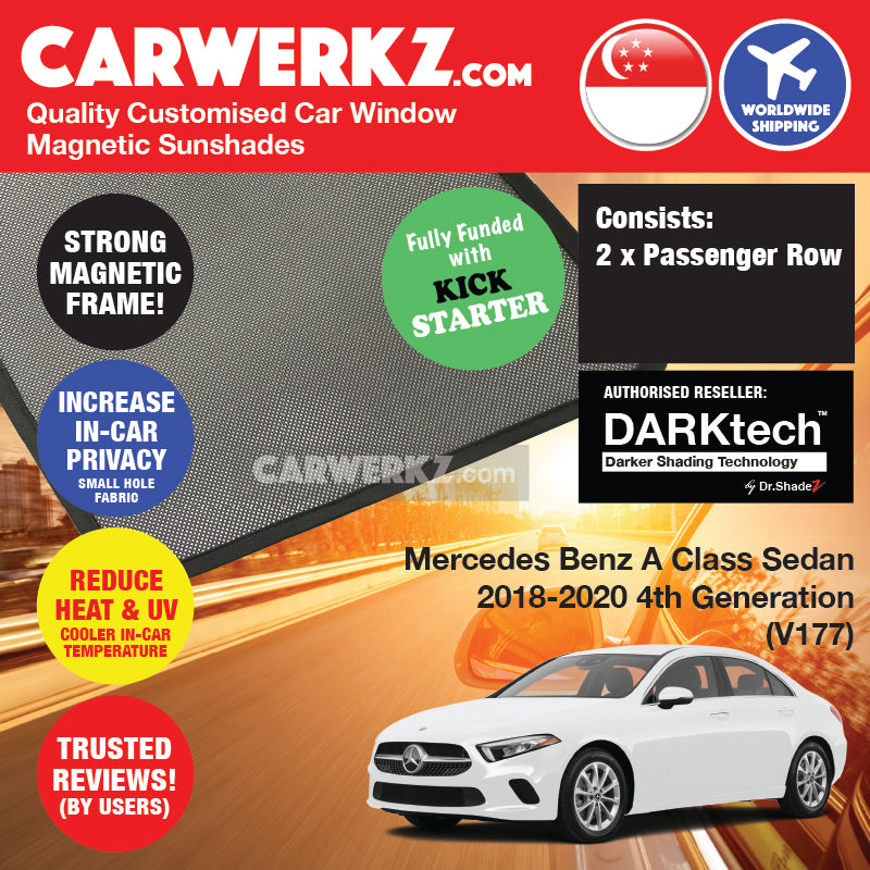 DARKtech Mercedes Benz A Class Sedan 2018-Current 4th Generation (V177) Germany Sedan Customised Car Window Magnetic Sunshades - carwerkz sg