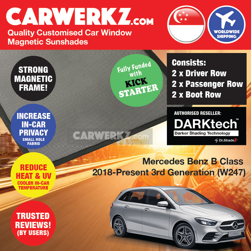 DARKtech Mercedes Benz B Class 2019-Current 3rd Generation (W247) Germany Hatchback Customised Car Window Magnetic Sunshades - carwerkz singapore