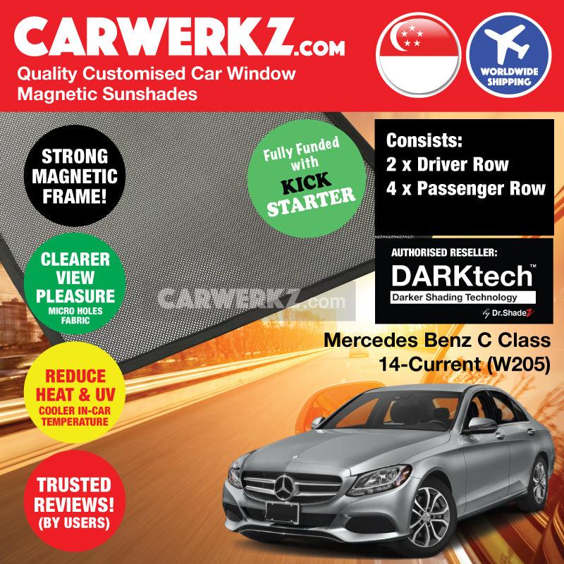 DARKtech Mercedes Benz C Class 2014-Current (W205) Germany Compact Executive Customised Car Window Magnetic Sunshades - carwerkz germany australia singapore