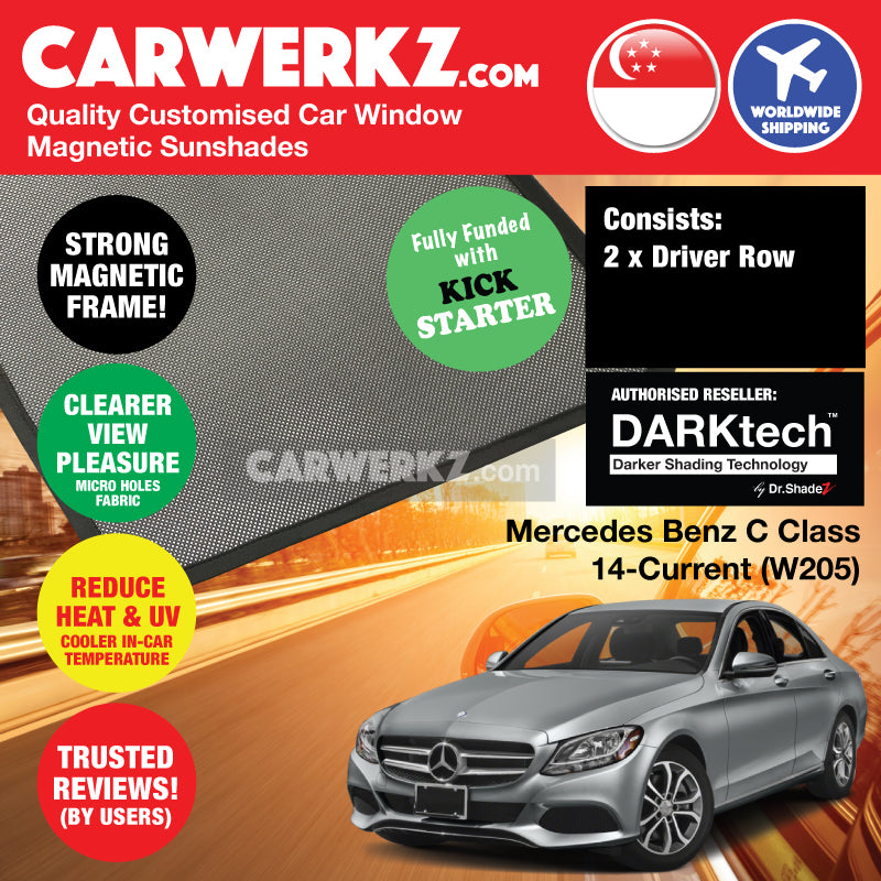 DARKtech Mercedes Benz C Class 2014-Current (W205) Germany Compact Executive Customised Car Window Magnetic Sunshades - carwerkz germany australia singapore