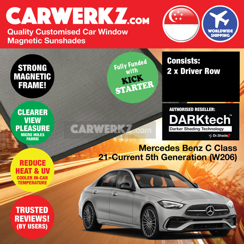 DARKtech Mercedes Benz C Class 2021-Current 5th Generation (W206) Germany Compact Executive Customised Car Window Magnetic Sunshades - carwerkz sg singapore