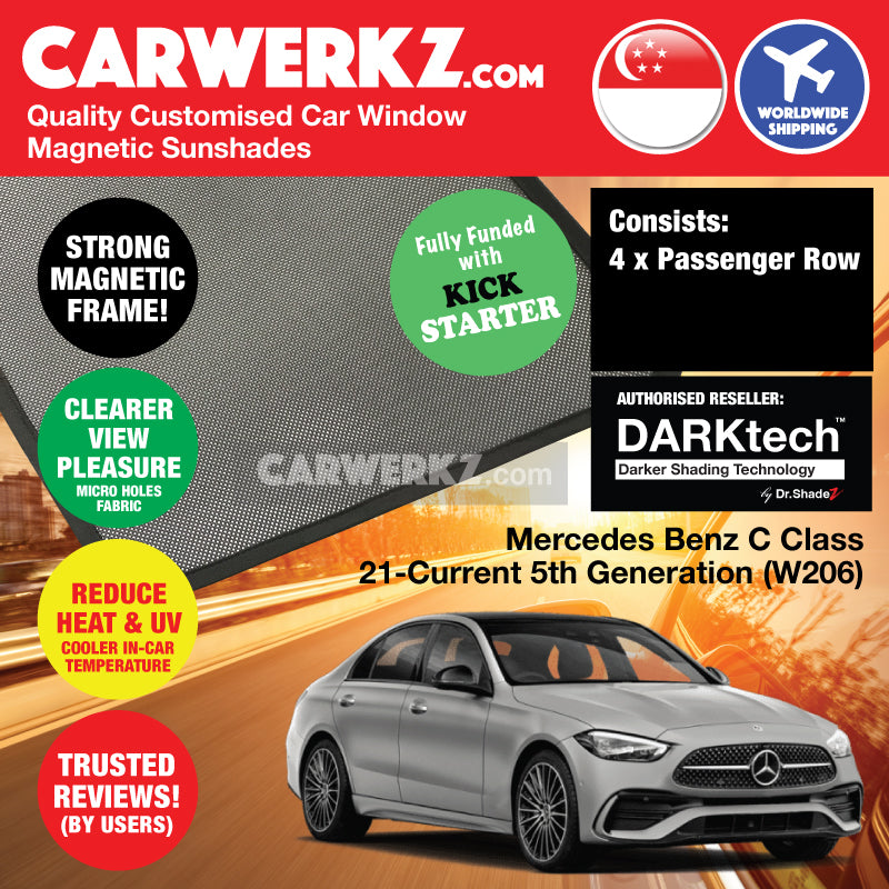 DARKtech Mercedes Benz C Class 2021-Current 5th Generation (W206) Germany Compact Executive Customised Car Window Magnetic Sunshades - carwerkz sg singapore