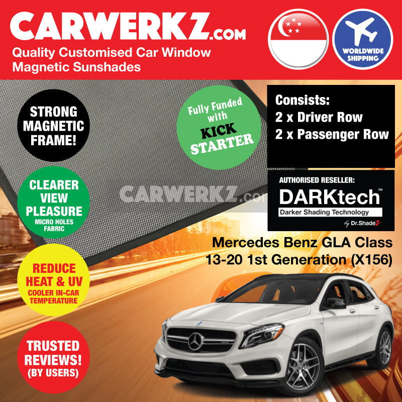 DARKtech Mercedes Benz GLA Class 2013-2020 1st Generation (X156) Germany Subcompact Crossover Customised Car Window Magnetic Sunshades - CarWerkz