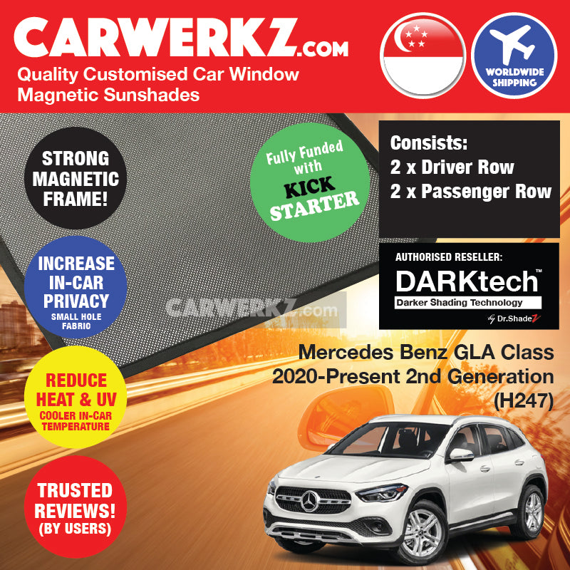 DARKtech Mercedes Benz GLA Class 2019-Current 2nd Generation (H247) Germany Crossover SUV Customised Car Window Magnetic Sunshades - carwerkz singapore