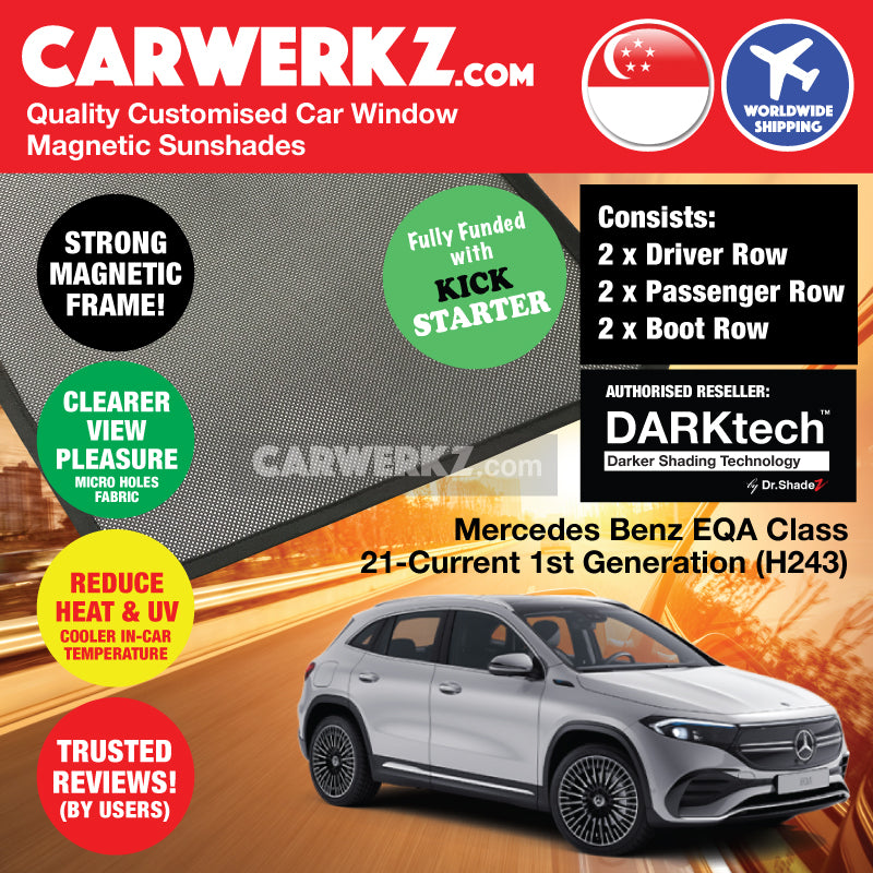 DARKtech Mercedes Benz EQA Class 2021-Current 1st Generation (H243) Germany Electric Crossover SUV Customised Car Window Magnetic Sunshades - carwerkz sg singapore