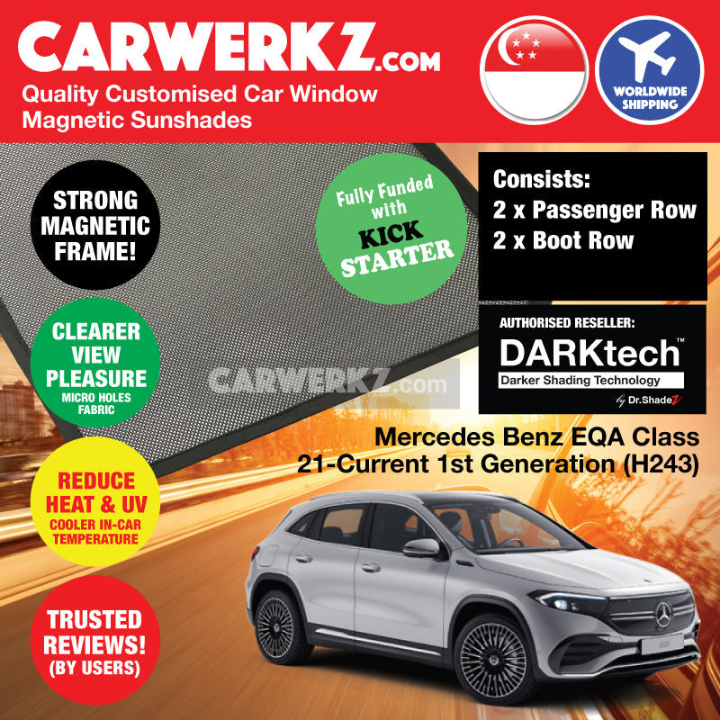 DARKtech Mercedes Benz EQA Class 2021-Current 1st Generation (H243) Germany Electric Crossover SUV Customised Car Window Magnetic Sunshades - carwerkz sg singapore