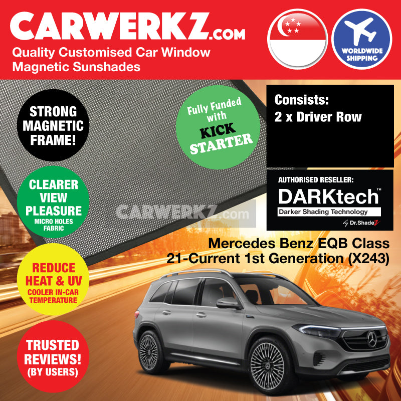 DARKtech Mercedes Benz EQB Class 2021-Current 1st Generation (X243) Germany Electric Crossover SUV Customised Car Window Magnetic Sunshades - carwerksg singapore