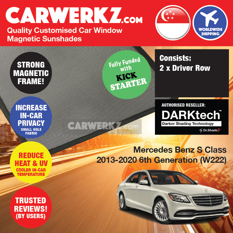 DARKtech Mercedes Benz S Class 2014-2020 6th Generation (W222) Germany Luxury Sedan Customised Car Window Magnetic Sunshades -  carwerkz sg