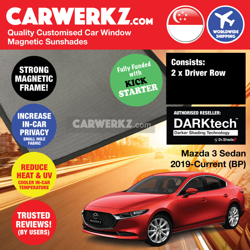 DARKtech Mazda 3 Sedan 2019-Current 4th Generation (BP) Japan Automotive Customised Car Window Magnetic Sunshades - carwerkz sg jp au nz mc driver windows