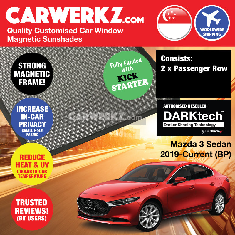 DARKtech Mazda 3 Sedan 2019-Current 4th Generation (BP) Japan Automotive Customised Car Window Magnetic Sunshades - carwerkz sg jp au nz mc passenger windows