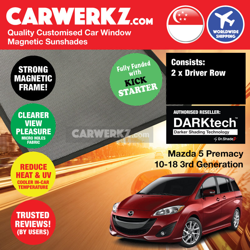 DARKtech Mazda 5 Premacy 2010-2018 3rd Generation Japan Compact MPV Customised Car Window Magnetic Sunshades - CarWerkz