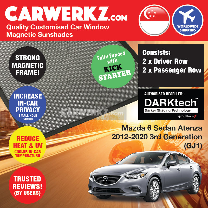 DARKtech Mazda 6 Sedan 2013-Current 3rd Generation (GJ1) Japan Sedan Customised Car Window Magnetic Sunshades  - carwerkz singapore