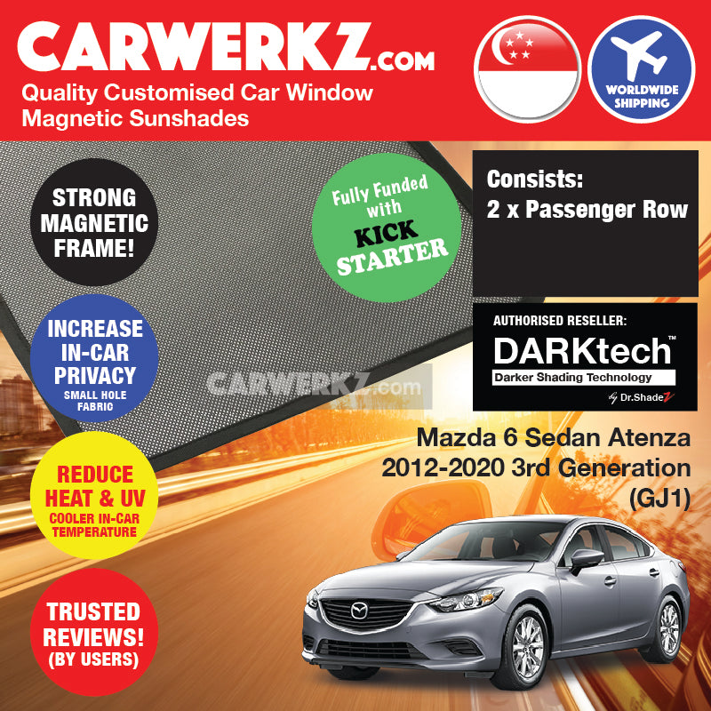 DARKtech Mazda 6 Sedan 2013-Current 3rd Generation (GJ1) Japan Sedan Customised Car Window Magnetic Sunshades  - carwerkz singapore