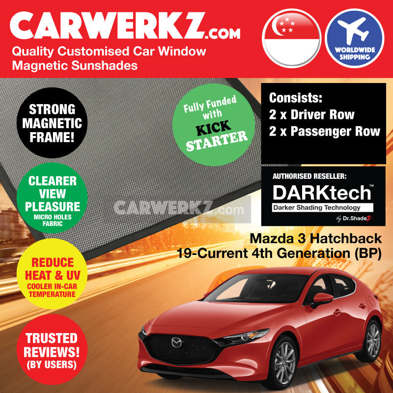 DARKtech Mazda 3 Hatchback 2019-Current 4th Generation (BP) Japan Automotive Customised Car Window Magnetic Sunshades - carwerkz singapore sg