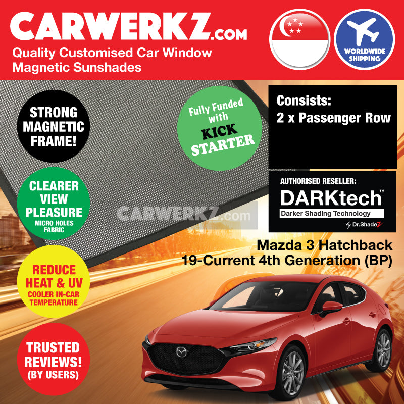 DARKtech Mazda 3 Hatchback 2019-Current 4th Generation (BP) Japan Automotive Customised Car Window Magnetic Sunshades - carwerkz singapore sg