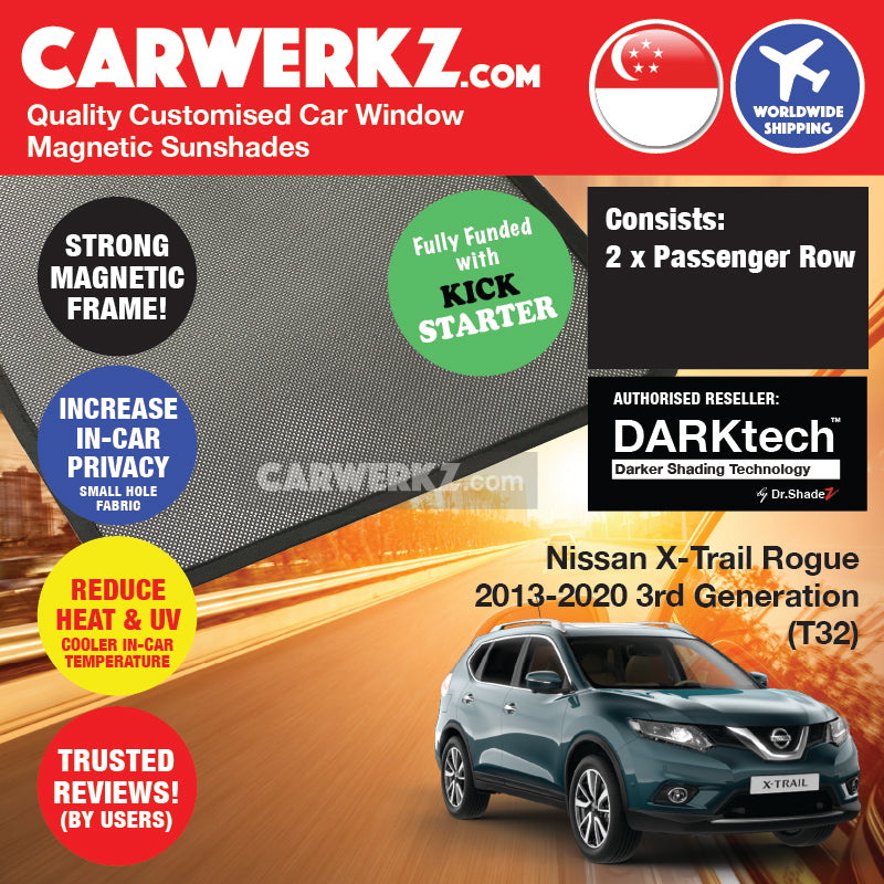 DARKtech Nissan X-Trail 2013-2021 3rd Generation (T32) Japan SUV Customised Car Window Magnetic Sunshades - carwerkz sg
