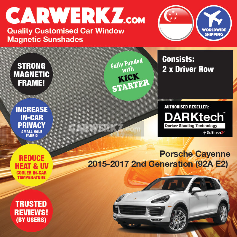 DARKtech Porsche Cayenne 2009-2017 2nd Generation (92A) Germany SUV Customised Car Window Magnetic Sunshades - carwerkz sg