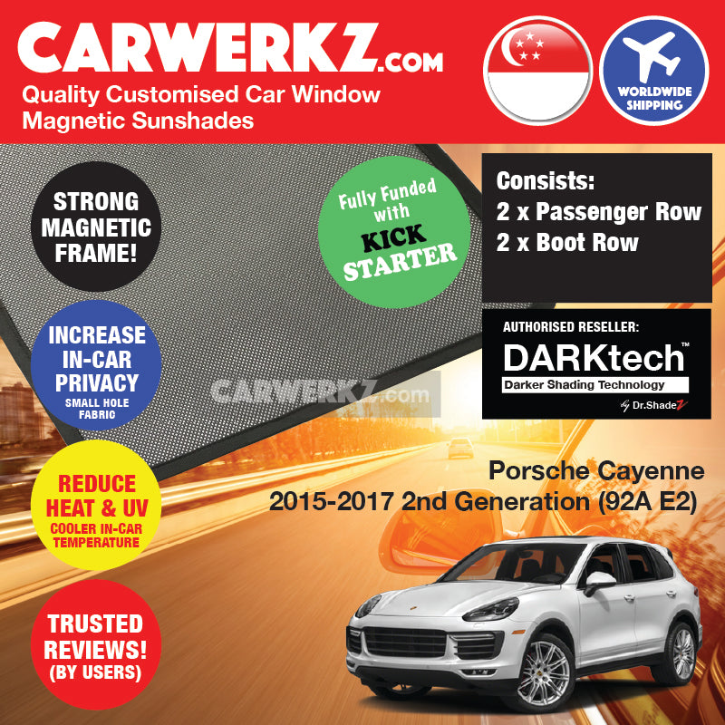 DARKtech Porsche Cayenne 2009-2017 2nd Generation (92A) Germany SUV Customised Car Window Magnetic Sunshades - carwerkz sg
